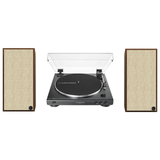 Klipsch The Sevens Heritage Inspired Powered Speakers (Walnut) with Audio Technica 60X - BK Fully Automatic Belt - Drive Stereo Turntable (Bundle) - electronicsexpo.com - Home Theater Systems & Packages