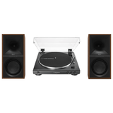 Klipsch The Sevens Heritage Inspired Powered Speakers (Walnut) with Audio Technica 60X - BK Fully Automatic Belt - Drive Stereo Turntable (Bundle) - electronicsexpo.com - Home Theater Systems & Packages