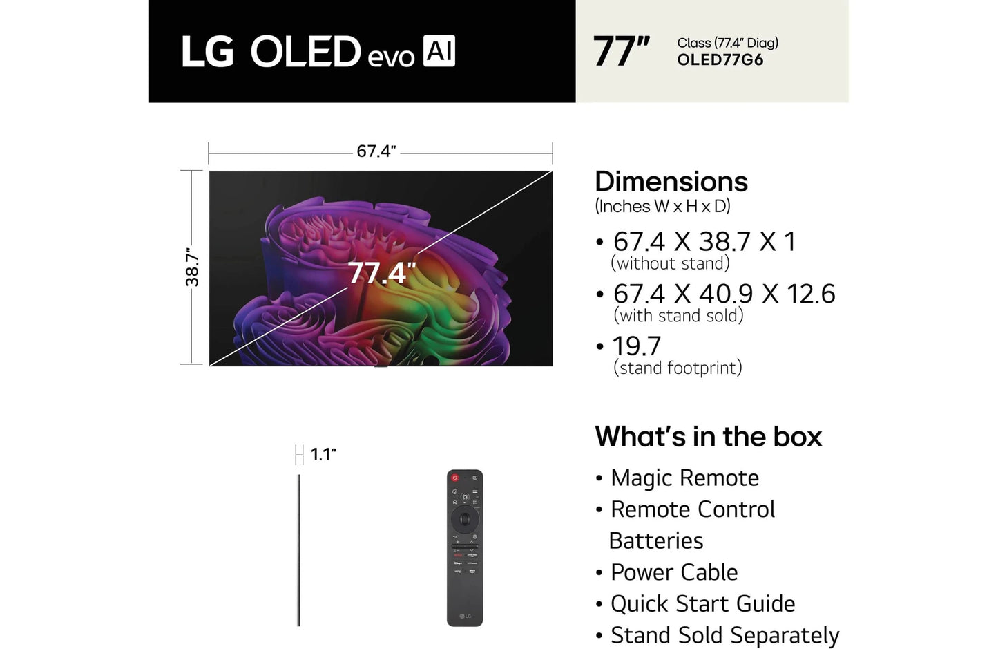 LG G6 OLED Evo AI Smart 4K TV (77") - electronicsexpo.com - Televisions