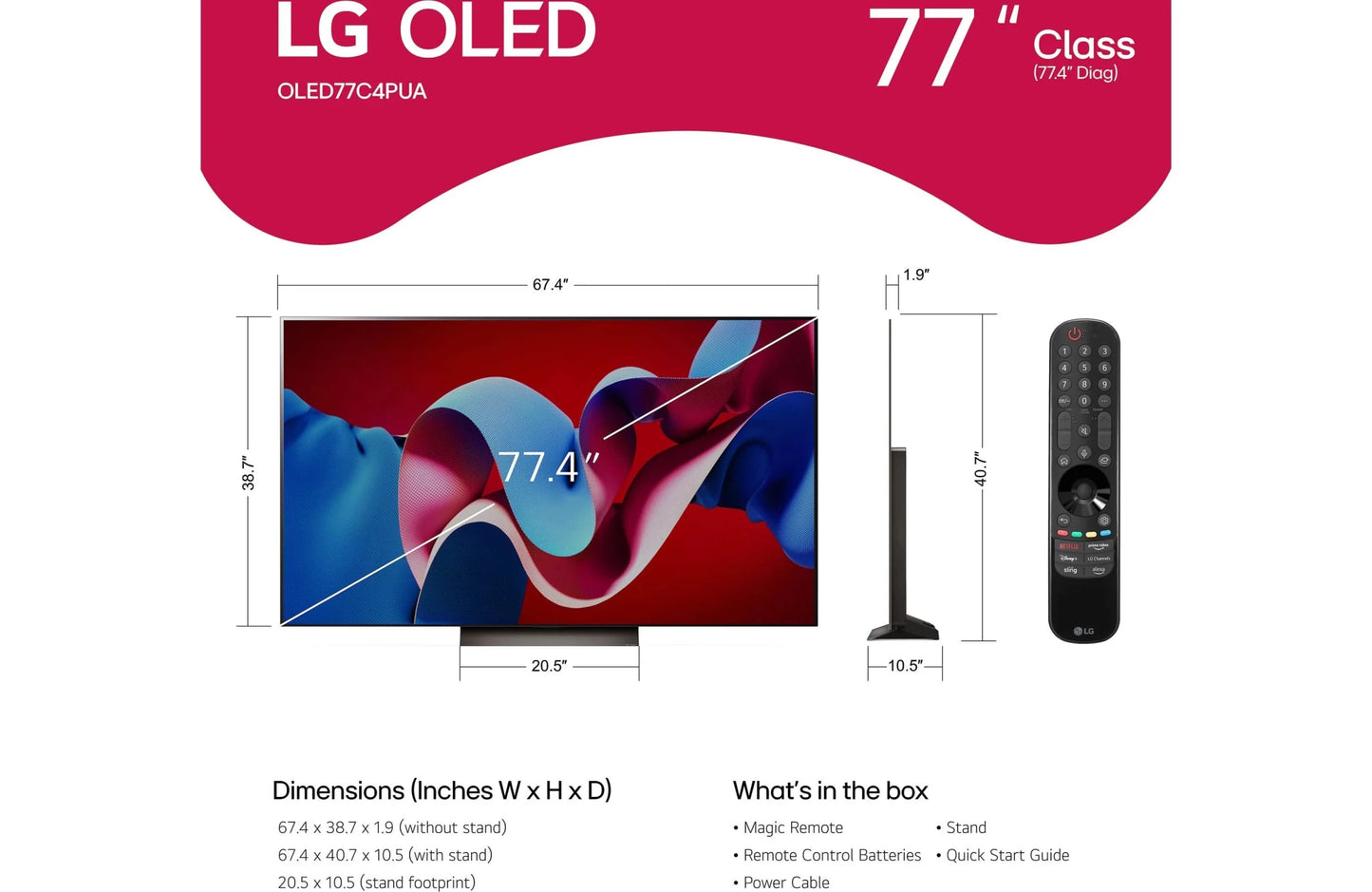 LG OLED77C4PUA C4 OLED Evo Smart 4K UHD TV with HDR (77") - electronicsexpo.com - Televisions