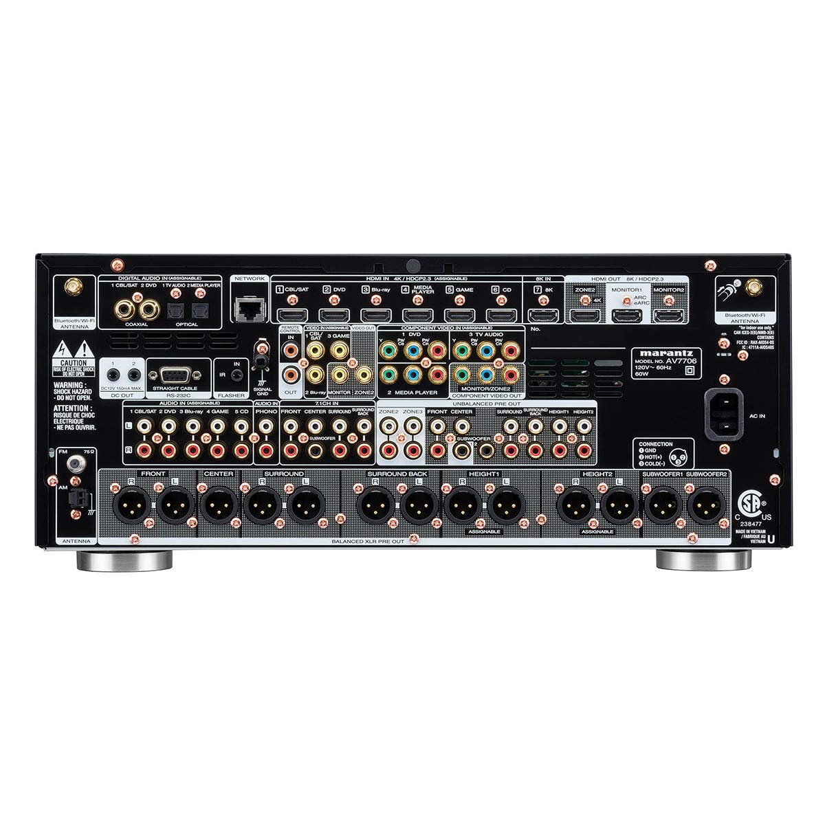 Marantz AV7706 Home Theater Preamp/Processor with 11.2 - Channel Processing, Dolby Atmos, Apple AirPlay 2, Bluetooth, and HEOS Built - in - electronicsexpo.com - Amplifiers / Pre - Amps
