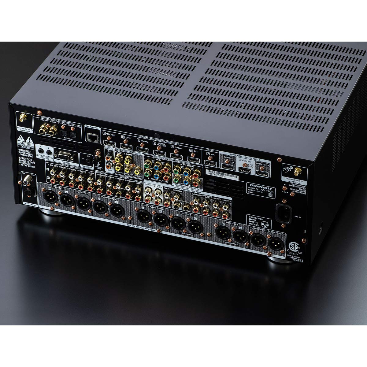 Marantz AV7706 Home Theater Preamp/Processor with 11.2 - Channel Processing, Dolby Atmos, Apple AirPlay 2, Bluetooth, and HEOS Built - in - electronicsexpo.com - Amplifiers / Pre - Amps