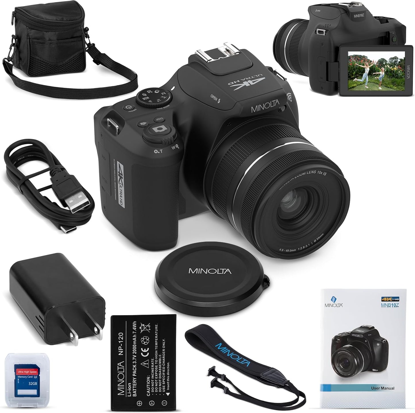 Minolta 64 Mega Pixels Auto Focus Digital Camera with 10x Optical Zoom, 4K Ultra HD Video and Macro Shooting - electronicsexpo.com - Cameras