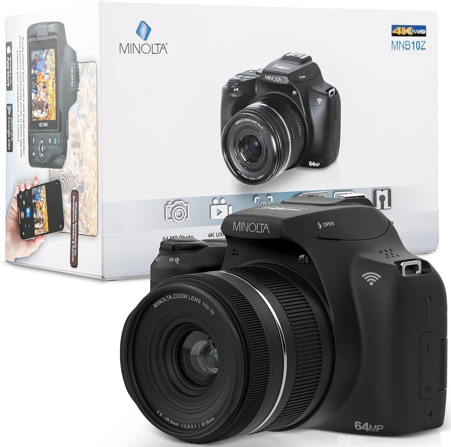 Minolta 64 Mega Pixels Auto Focus Digital Camera with 10x Optical Zoom, 4K Ultra HD Video and Macro Shooting - electronicsexpo.com - Cameras