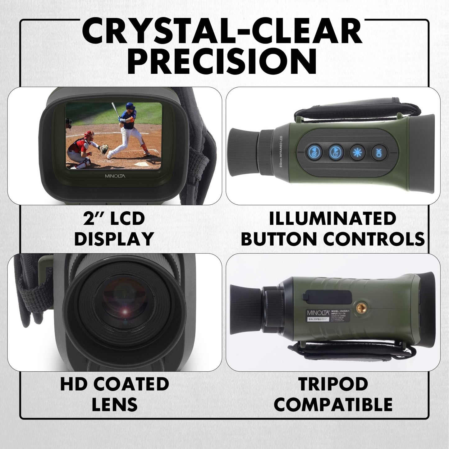 Minolta 6x25 Digital Night Vision Monocular with Built - in 4K HD Video Camera (Black) - electronicsexpo.com - Cameras