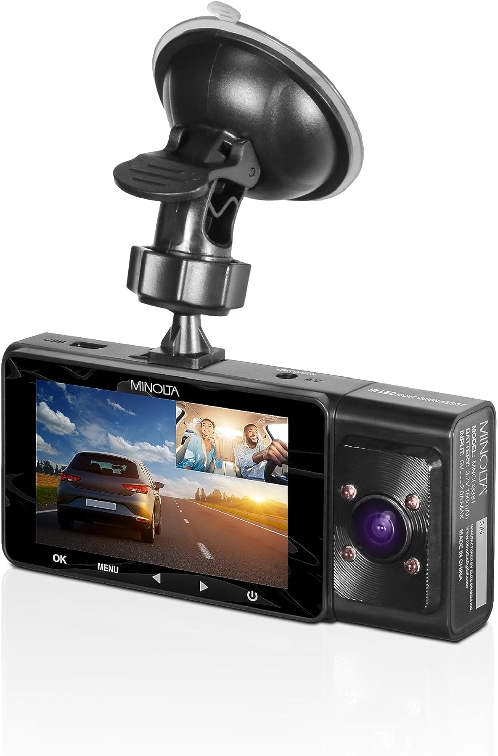 Minolta MNCD338T 3 - Channel 1080P Dash Camera with 3.0" LCD Rear Camera - electronicsexpo.com - Dash Camera