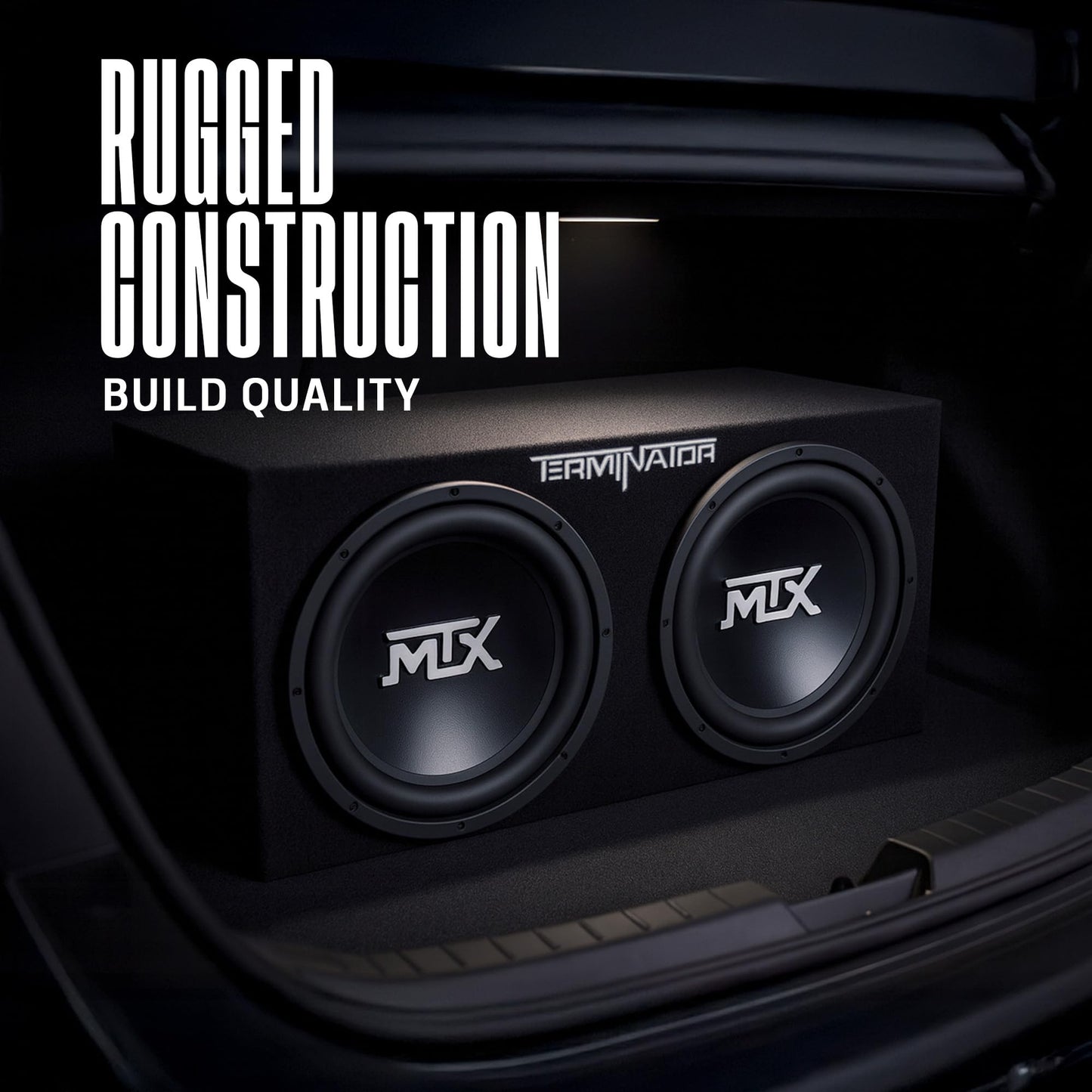 MTX Dual 12" Subwoofers with Loaded Enclosure, 1200W Max Power, 400W RMS, Terminator - electronicsexpo.com - Car Subwoofers