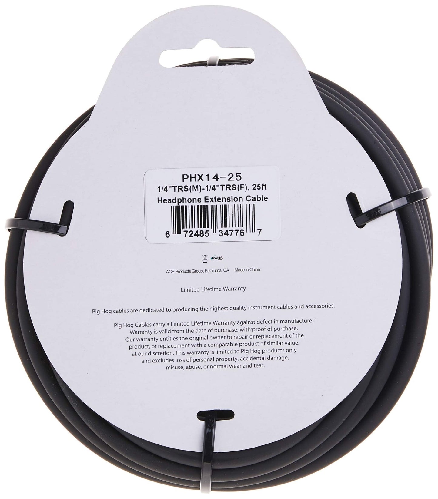 Pig Hog PHX14 - 25 1/4" TRSF to 1/4" TRSM Headphone Extension Cable (25ft) - electronicsexpo.com - Pro Audio Accessories
