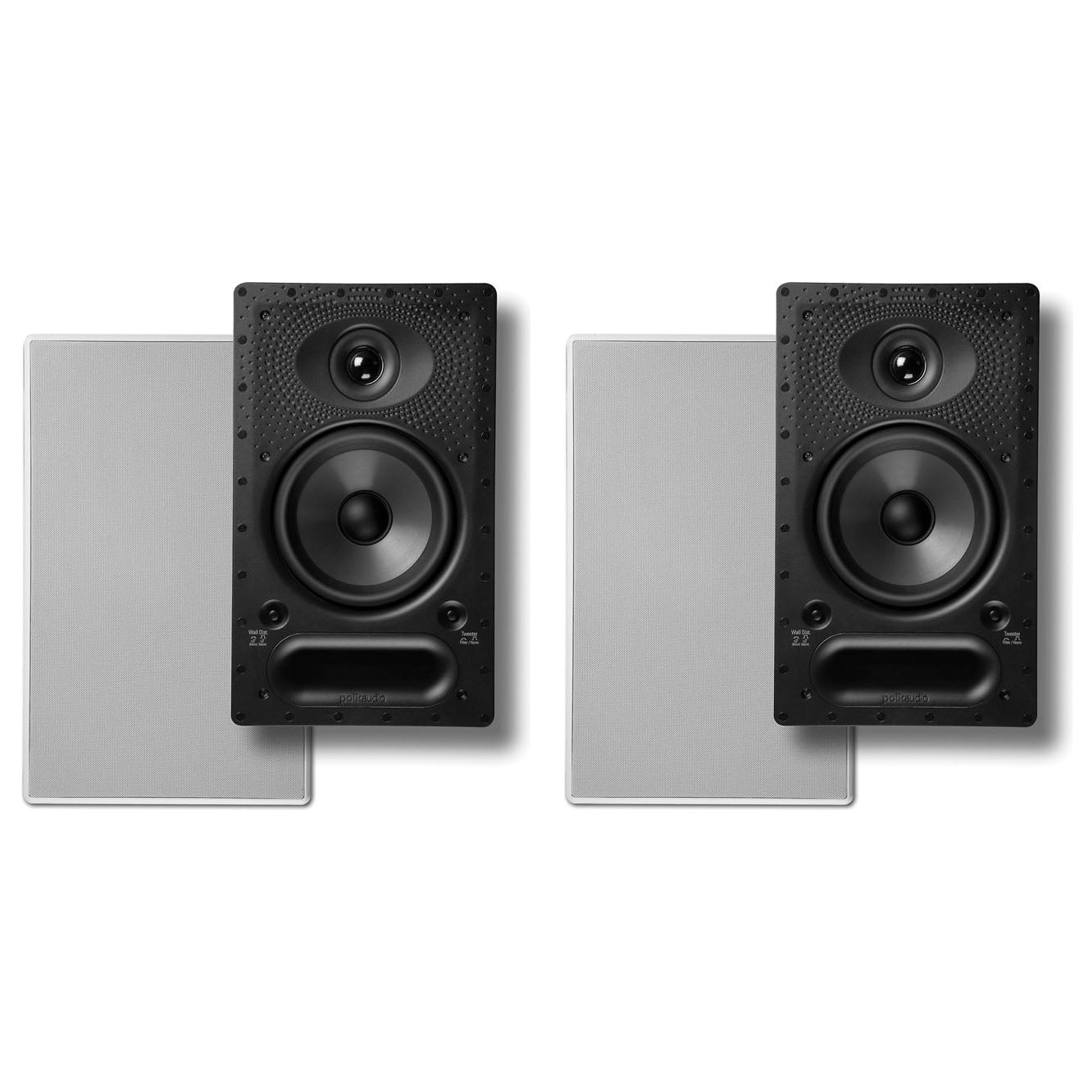Polk Audio 65 - RT In - Wall Speakers with 6.5" driver - The Vanishing Series | 2 Speakers | Use as Left/Right Front Speakers, Stealth Side or Rear Surrounds | White, Paintable Grilles - electronicsexpo.com - In Ceiling In Wall Speakers
