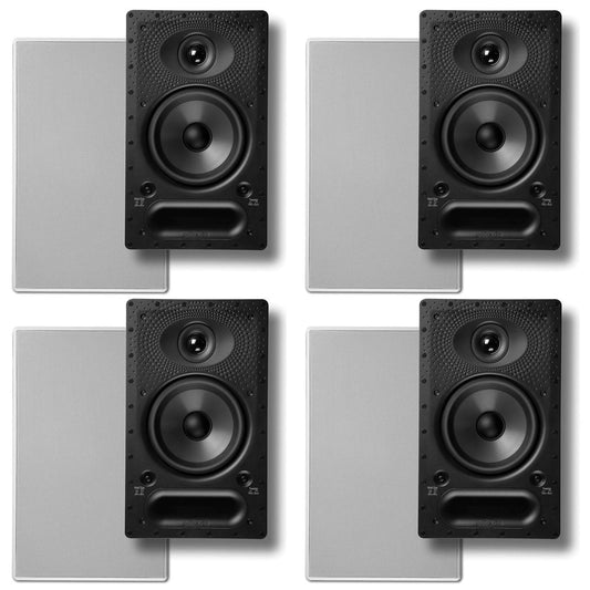 Polk Audio 65 - RT In - Wall Speakers with 6.5" driver - The Vanishing Series | 4 Speakers | Use as Left/Right Front Speakers, Stealth Side or Rear Surrounds | White, Paintable Grilles - electronicsexpo.com - In Ceiling In Wall Speakers