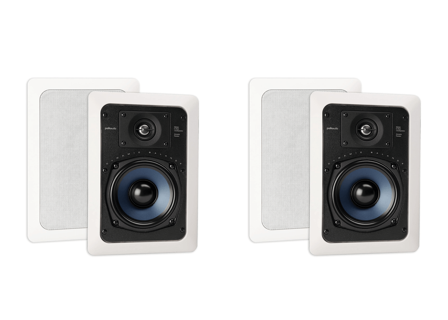 Polk Audio RC55i 2 - way Premium In - Wall - Speakers ( 4 Speakers - 2 Pairs) | Perfect for Damp and Humid Indoor/Outdoor Placement | Set of 4 Speakers (White, Paintable - Grille) - electronicsexpo.com - In Ceiling In Wall Speakers