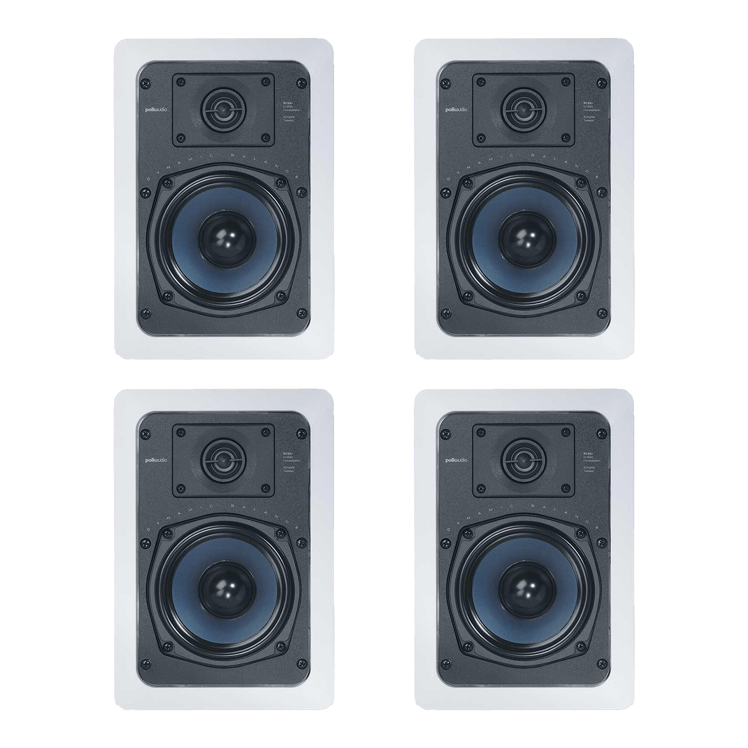 Polk Audio RC55i 2 Way In-Wall Speakers White (4 Speaker Bundle)