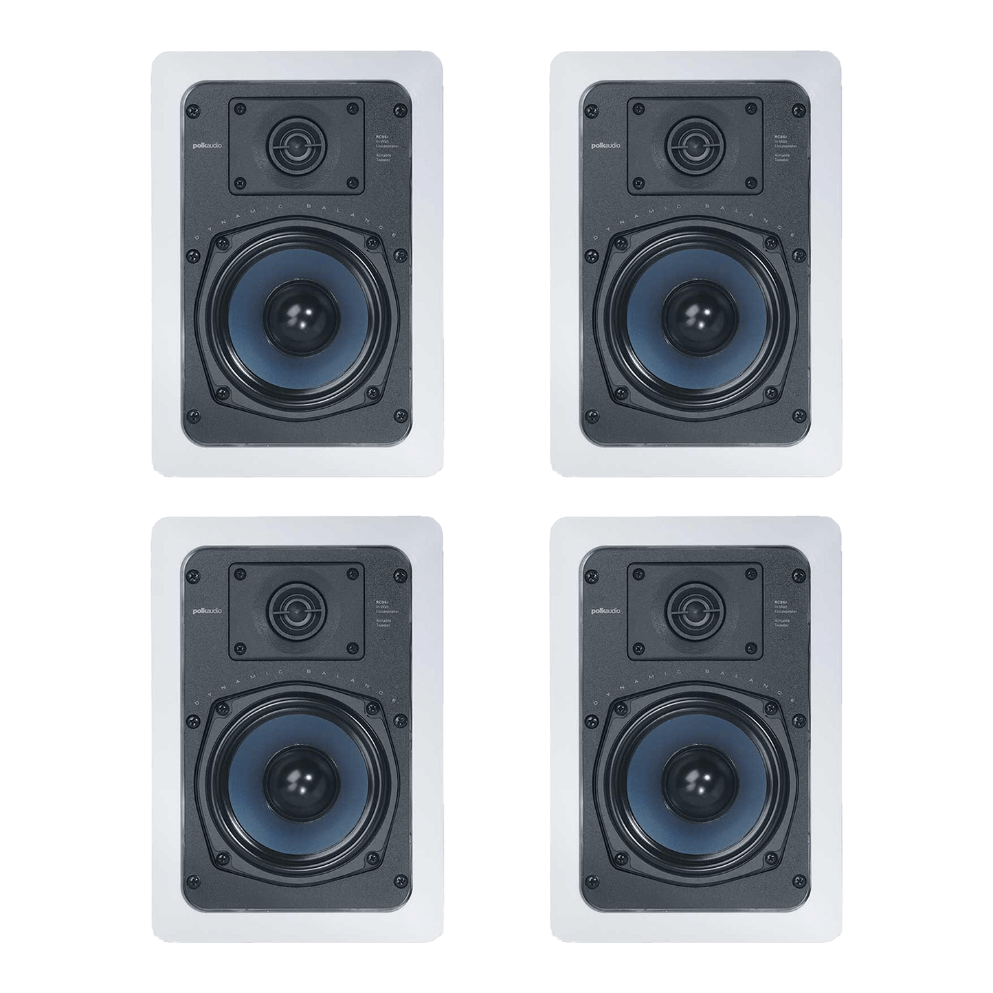 Polk Audio RC55i 2 - way Premium In - Wall - Speakers ( 4 Speakers - 2 Pairs) | Perfect for Damp and Humid Indoor/Outdoor Placement | Set of 4 Speakers (White, Paintable - Grille) - electronicsexpo.com - In Ceiling In Wall Speakers