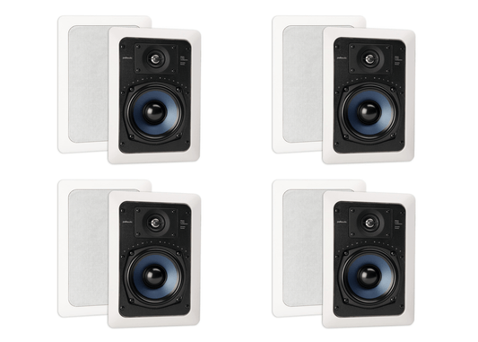 Polk Audio RC55i 2 - way Premium In - Wall - Speakers ( 8 Speakers - 4 Pairs) | Perfect for Damp and Humid Indoor/Outdoor Placement | Set of 8 Speakers (White, Paintable - Grille) - electronicsexpo.com - In Ceiling In Wall Speakers