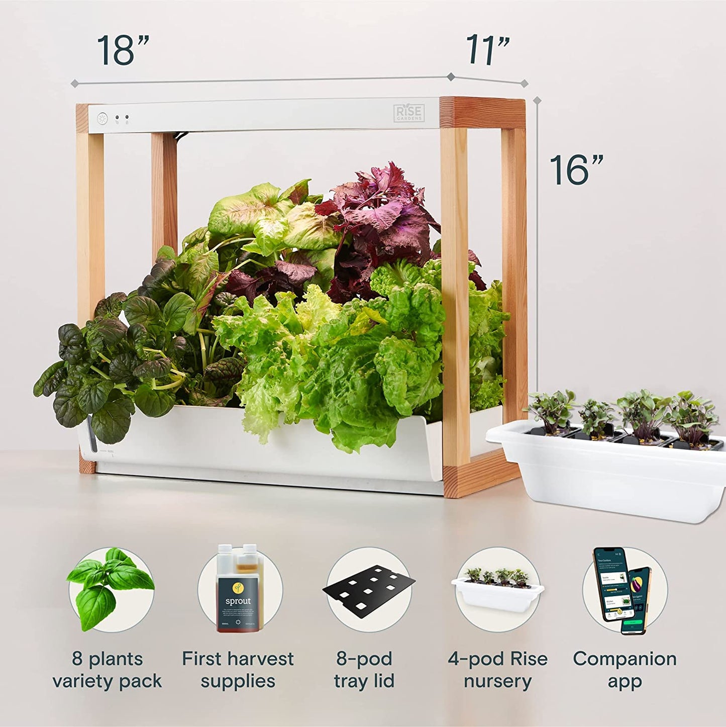 Rise Gardens Personal Garden and Starter Kit Hydroponics Growing System (Open Box) - electronicsexpo.com - Smart Gardens