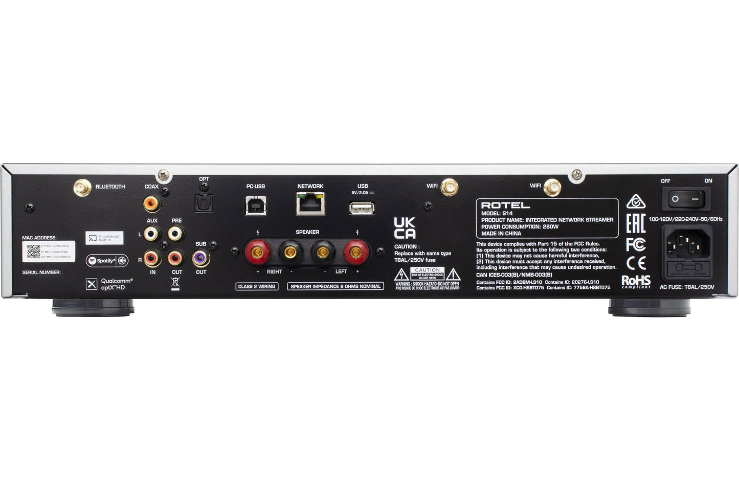 Rotel S14 Stereo Integrated Amplifier with Wi - Fi, Apple AirPlay 2, Bluetooth, and Chromecast Built - In - electronicsexpo.com - Integrated Amplifiers