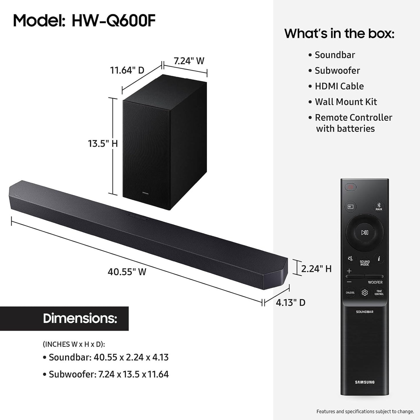 Samsung HW - Q600F Powered 3.1.2 - Channel Dolby Atmos Sound Bar System - electronicsexpo.com - Soundbars