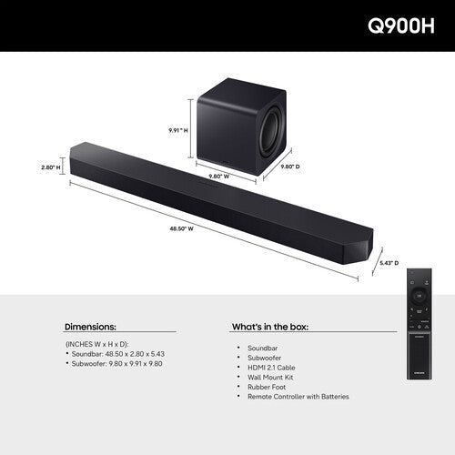 Samsung HW-Q900H Powered 7.1.2-Channel Dolby Atmos Sound Bar and Subwoofer System - electronicsexpo.com-Soundbars