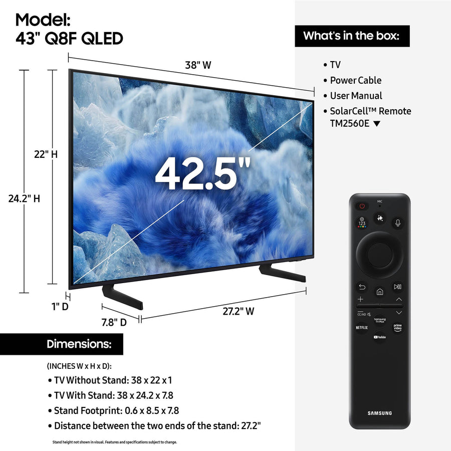 Samsung Q8F 43" 4K HDR Smart QLED TV - electronicsexpo.com - Televisions