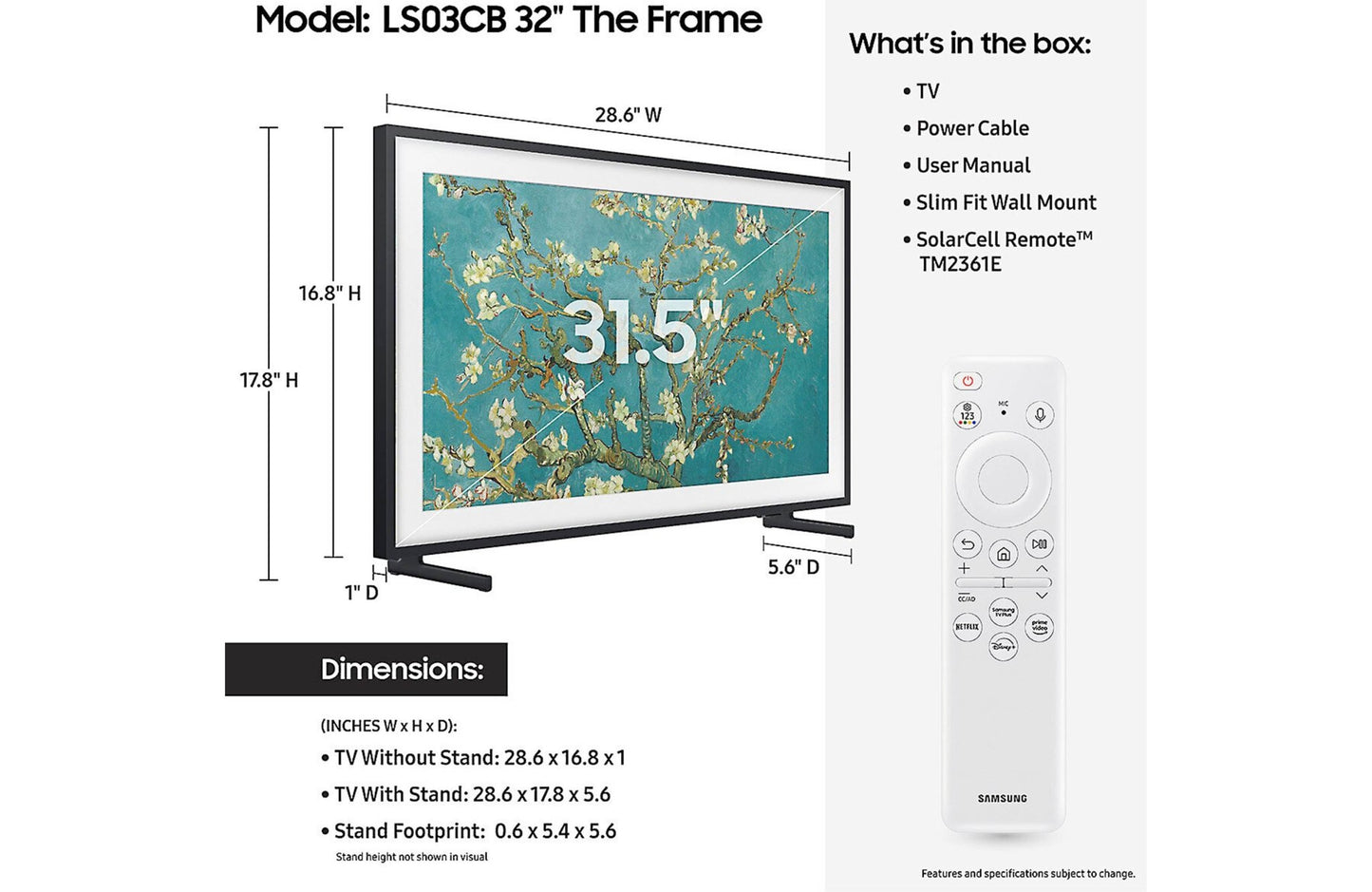 Samsung "The Frame" QN32LS03C 32" Smart QLED 1080p TV with HDR and Art Display Modes - electronicsexpo.com - Televisions