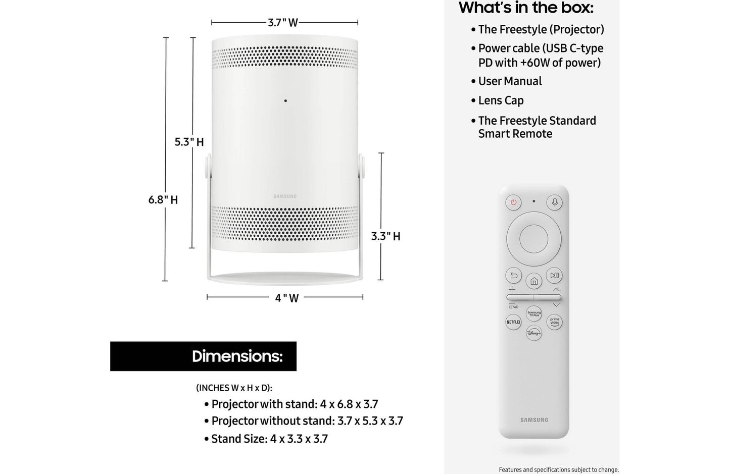 Samsung The Freestyle Gen 2 Portable Smart Projector for Playing Movies, Shows, and Games Anywhere - electronicsexpo.com - Projectors
