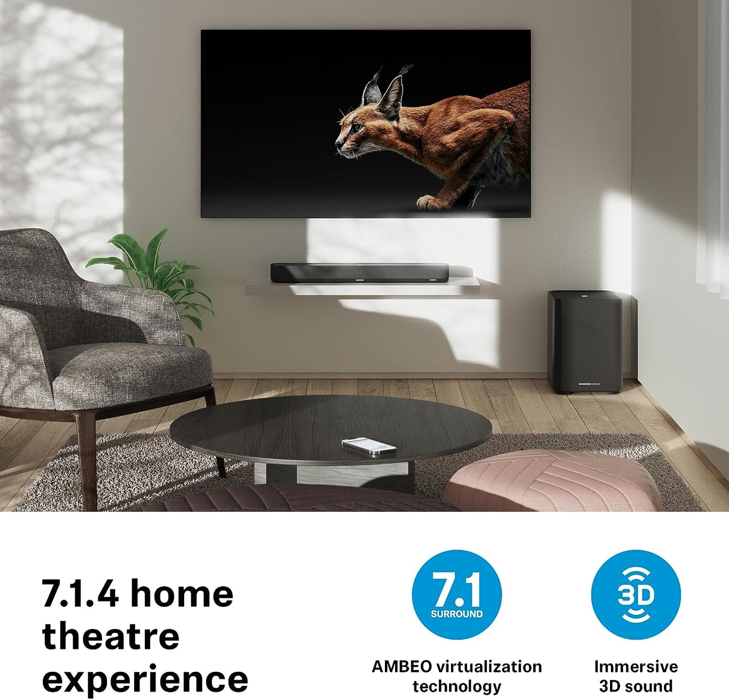 Sennheiser AMBEO 250W 7.1.4 - Channel Dolby Atmos Soundbar Mini - electronicsexpo.com - Soundbars