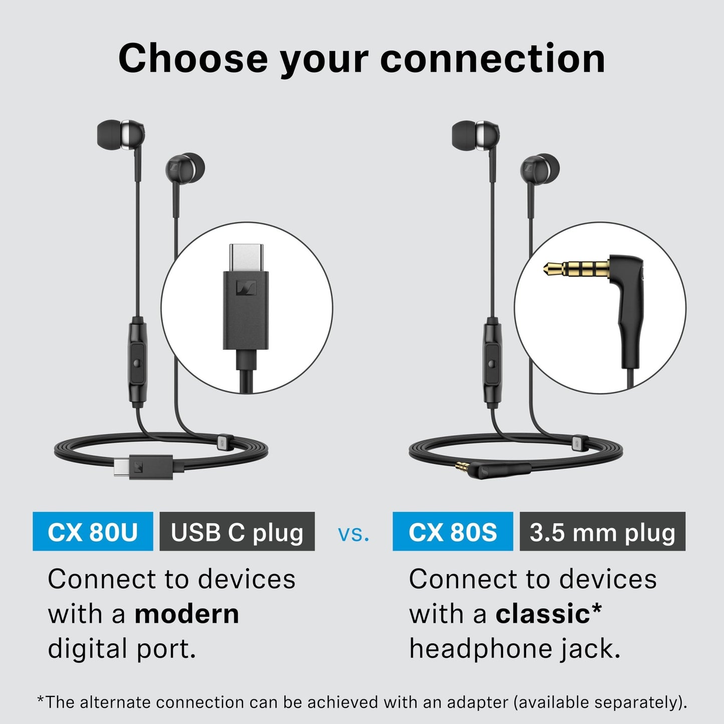 Sennheiser CX 80U In - Ear Headphones with In - Line One - Button Smart Remote (Black) - electronicsexpo.com - Headphones