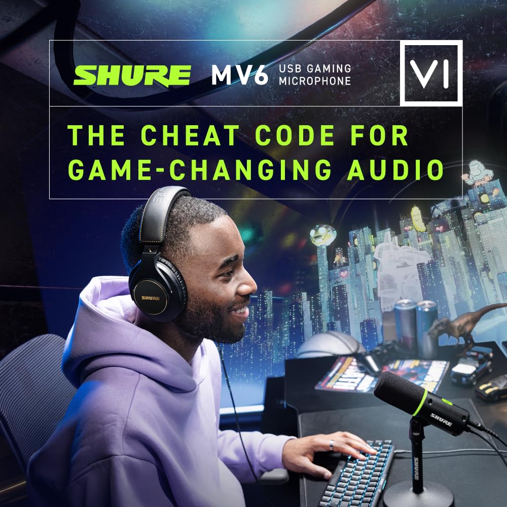Shure MV6 Gaming Microphone, Dynamic USB PC Mic for Gaming & Streaming - electronicsexpo.com - Microphones