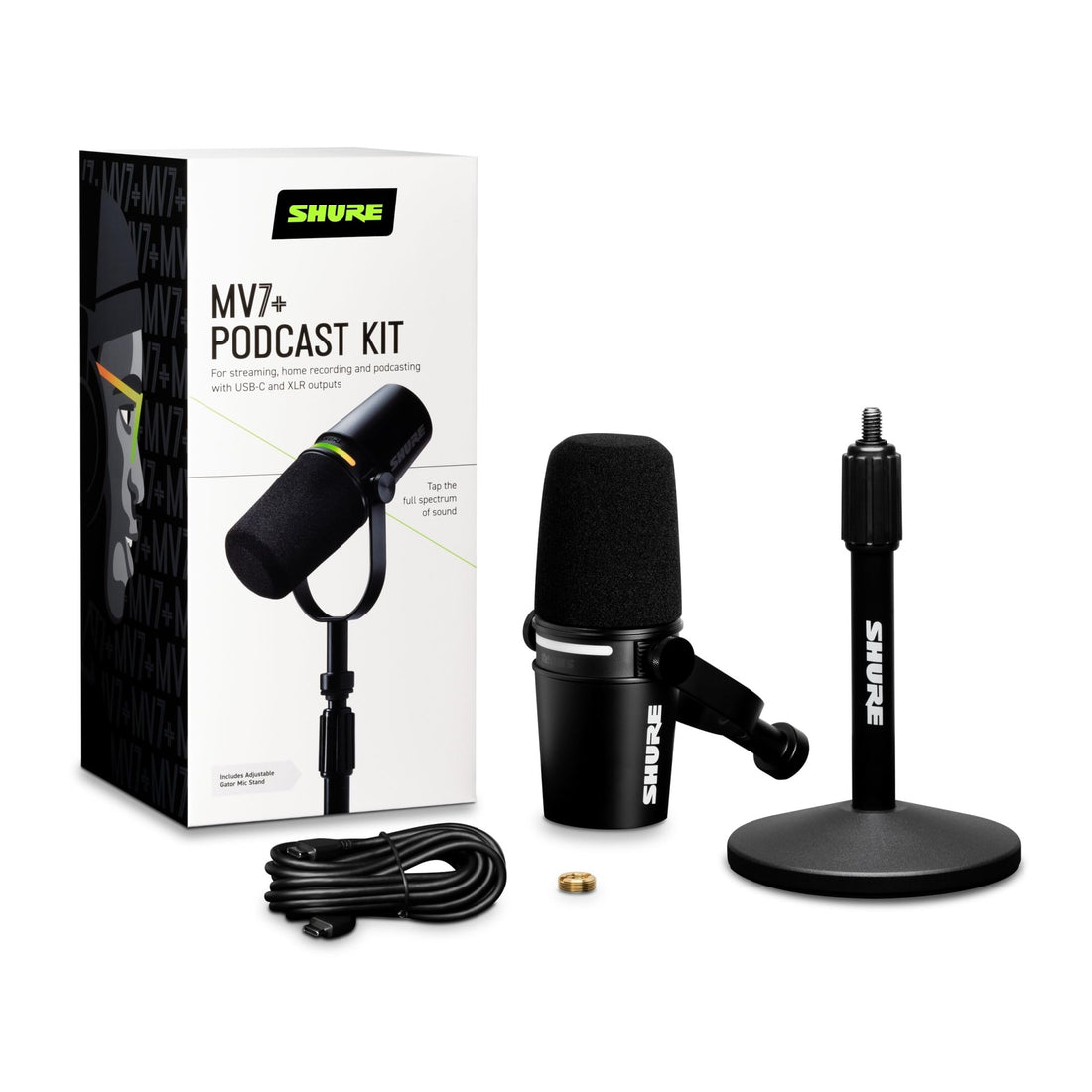 Shure MV7+ Podcast Dynamic Microphone with Stand