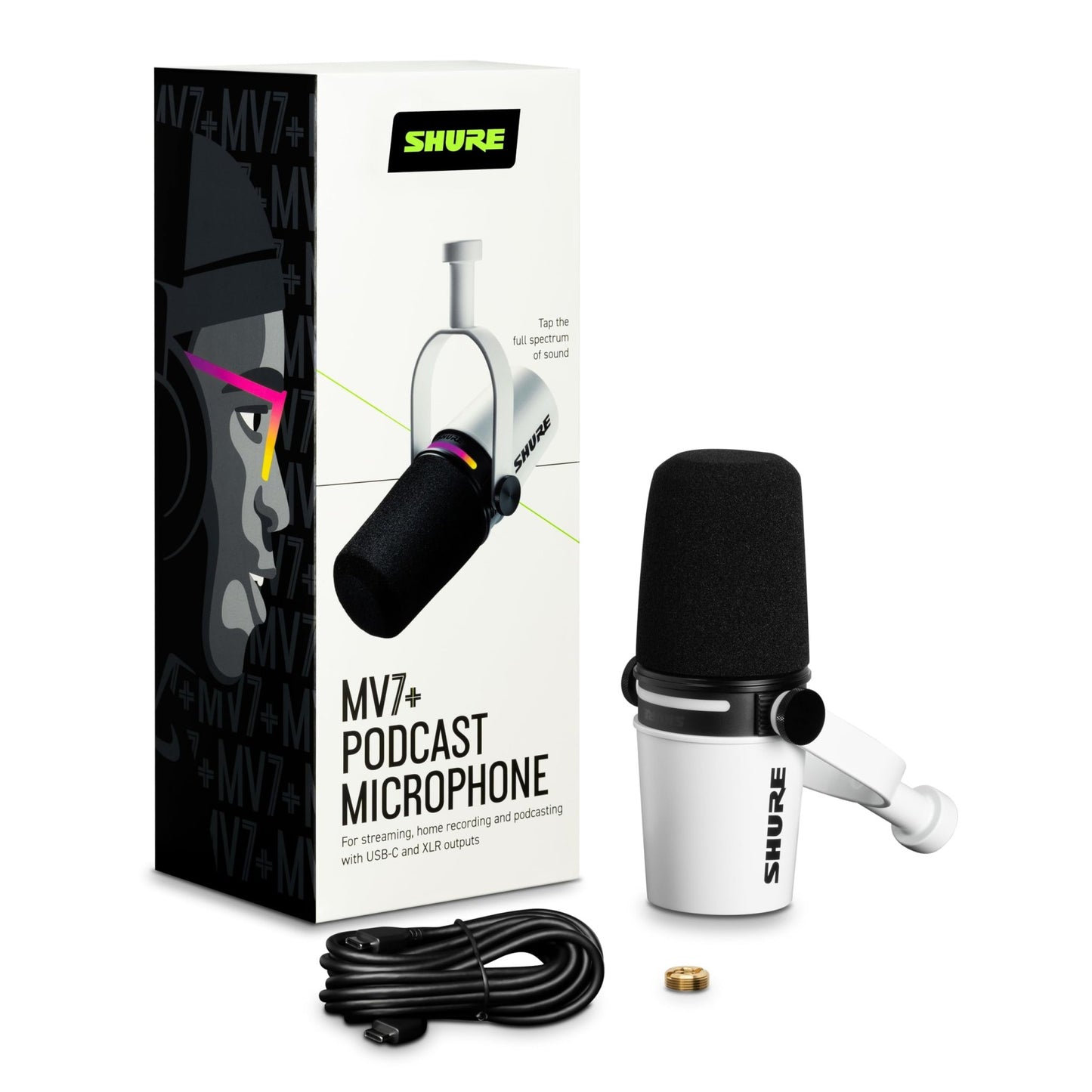 Shure MV7+ Podcast XLR/USB Microphone (White) - electronicsexpo.com - Microphones