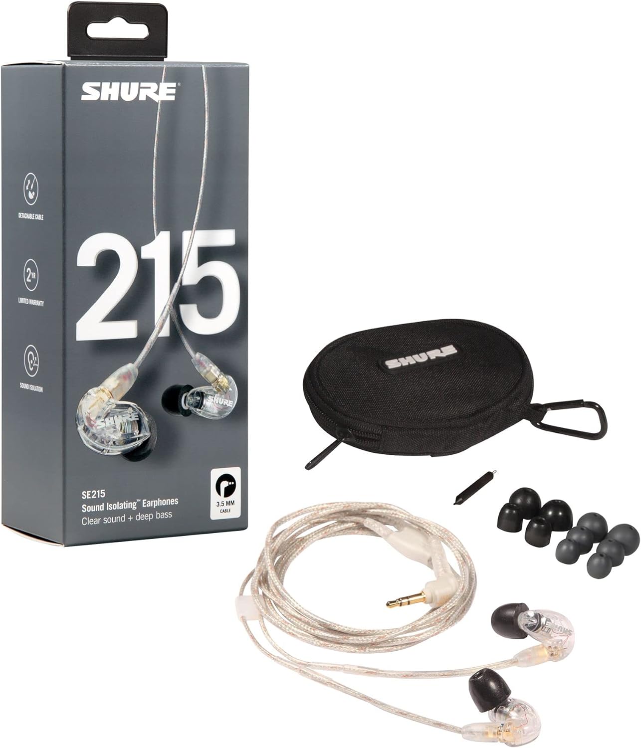 Shure SE215 - CL Professional Sound Isolating In - Ear Headphones (Clear) - electronicsexpo.com - Headphones
