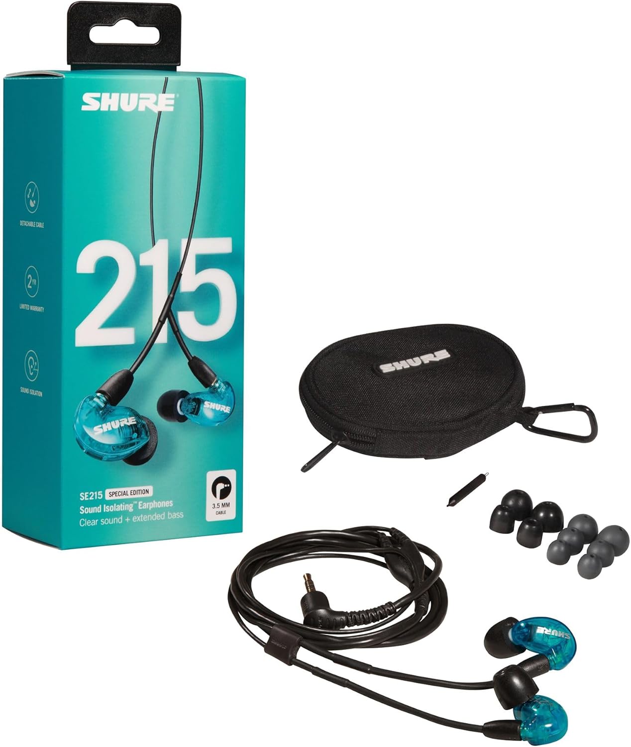 Shure SE215SPE Professional Sound Isolating In - Ear Headphones (Blue) - electronicsexpo.com - Headphones