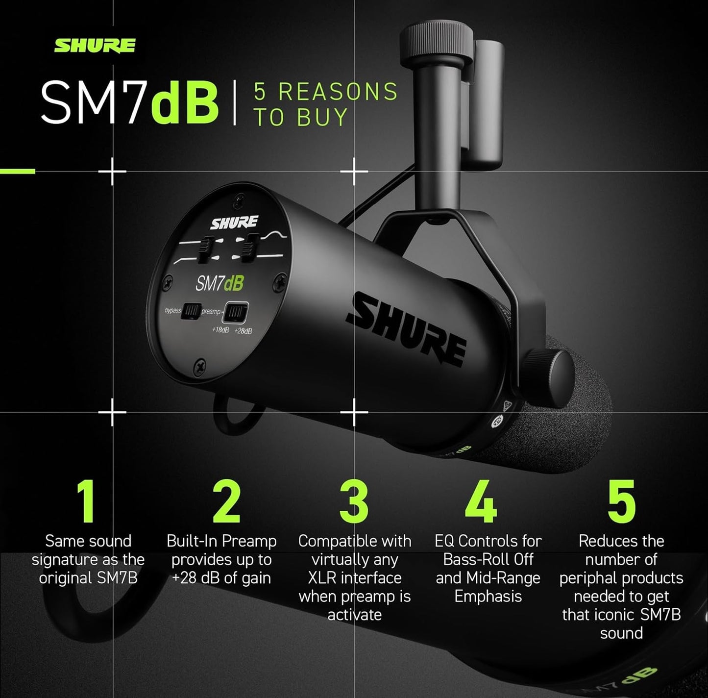 Shure SM7DB Vocal Microphone with Built - In Preamp - electronicsexpo.com - Microphones