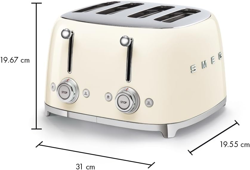 SMEG 4 Slice Toaster TSF03, Retro Stainless - Steel Toaster with Wide Slots - electronicsexpo.com - Toasters & Toaster Ovens