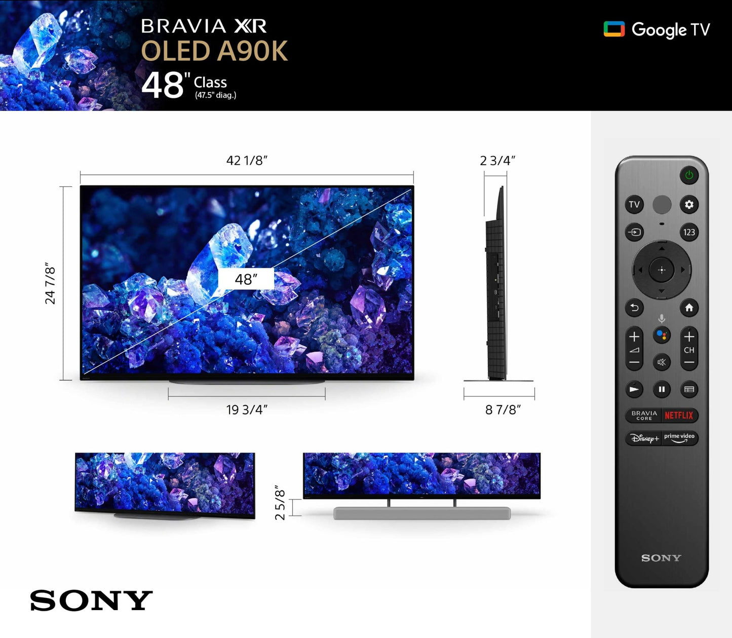 Sony 48" Class BRAVIA XR A90K OLED 4K UHD Smart Google TV - electronicsexpo.com - Televisions