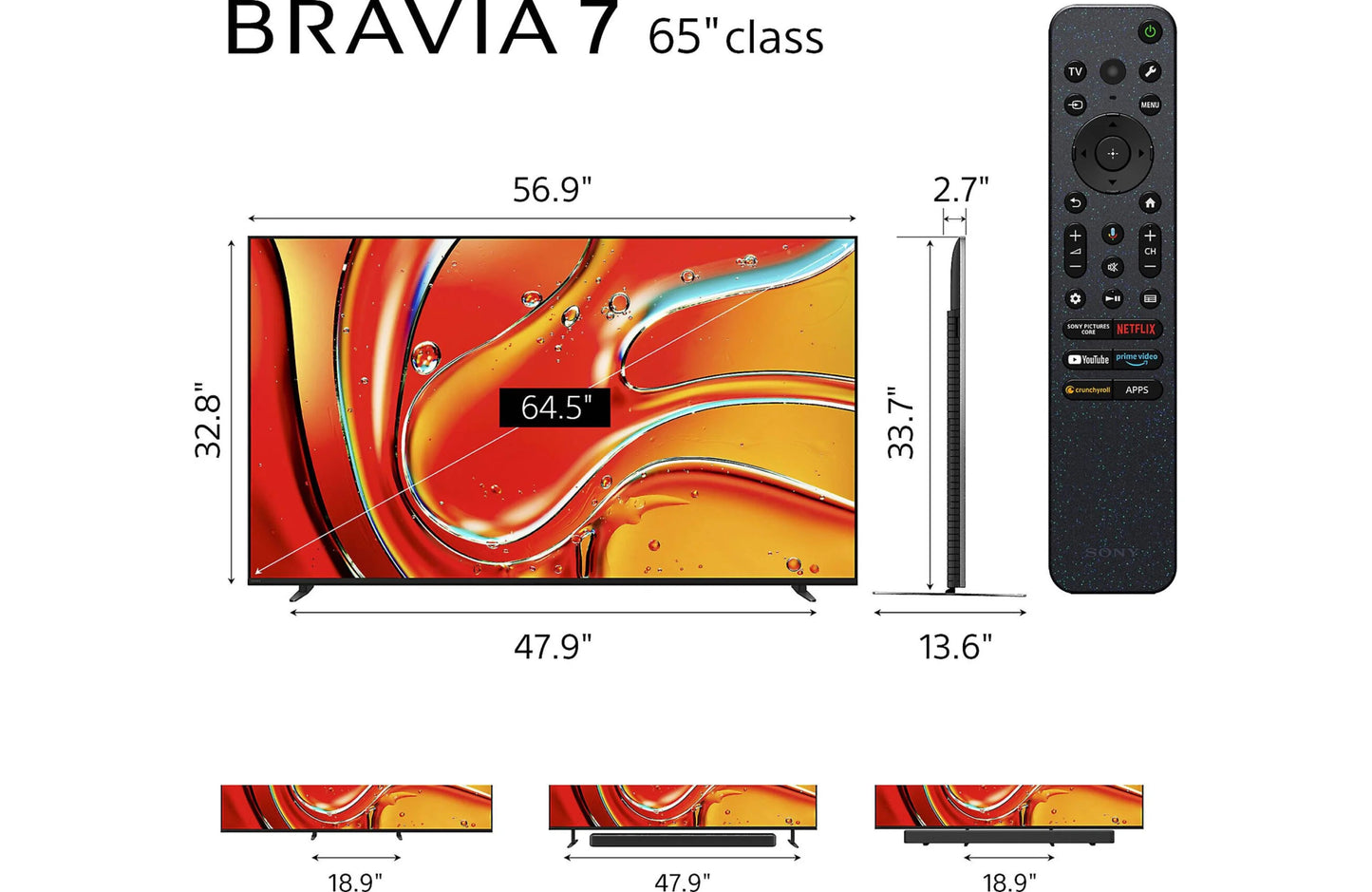 Sony BRAVIA 7 K65XR70 Smart Mini LED 4K UHD TV with HDR (65") - electronicsexpo.com - Televisions