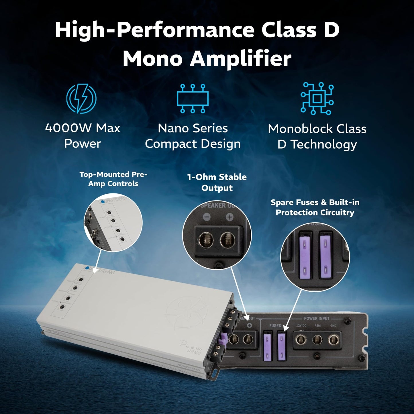 Soundstream Picasso Nano PN1.4000DX Monoblock Class D Car Stereo Amplifier - electronicsexpo.com - Car Amplifiers + Equalizers