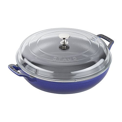 Staub Cast Iron 3.5 - qt Braiser with Glass Lid (Dark Blue) - electronicsexpo.com - Dutch Ovens