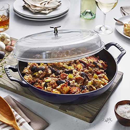 Staub Cast Iron 3.5 - qt Braiser with Glass Lid (Dark Blue) - electronicsexpo.com - Dutch Ovens