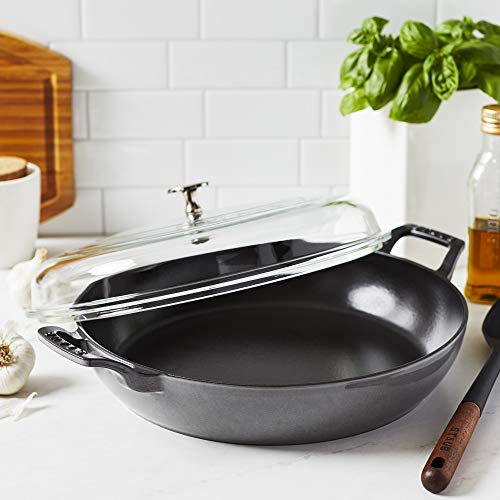 Staub Cast Iron 3.5 - qt Braiser with Glass Lid (Graphite Grey) - electronicsexpo.com - Dutch Ovens