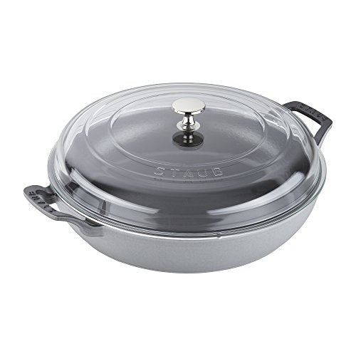 Staub Cast Iron 3.5 - qt Braiser with Glass Lid (Graphite Grey) - electronicsexpo.com - Dutch Ovens
