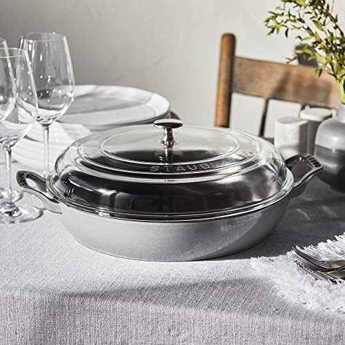 Staub Cast Iron 3.5 - qt Braiser with Glass Lid (Graphite Grey) - electronicsexpo.com - Dutch Ovens