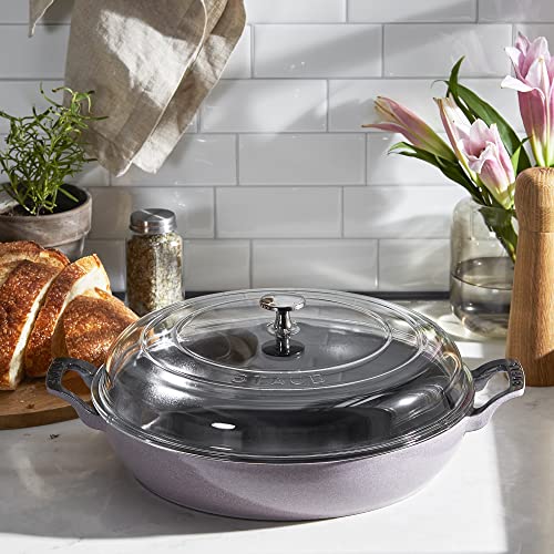 Staub Cast Iron 3.5 - qt Braiser with Glass Lid (Lilac) - electronicsexpo.com - Dutch Ovens