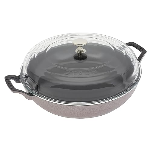 Staub Cast Iron 3.5 - qt Braiser with Glass Lid (Lilac) - electronicsexpo.com - Dutch Ovens