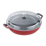 Staub Cast Iron Braiser with Glass Lid, Dutch Oven, 3.5 - quart, serves 3 - 4 (Cherry) - electronicsexpo.com - Dutch Ovens