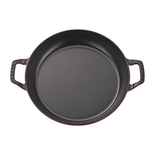 Staub Cast Iron Braiser with Glass Lid, Dutch Oven, 3.5 - quart, serves 3 - 4 (Cherry) - electronicsexpo.com - Dutch Ovens