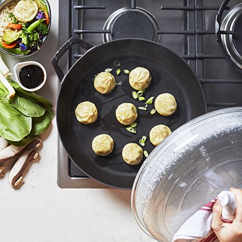 Staub Cast Iron Braiser with Glass Lid, Dutch Oven, 3.5 - quart, serves 3 - 4 (Cherry) - electronicsexpo.com - Dutch Ovens