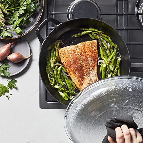 Staub Cast Iron Braiser with Glass Lid, Dutch Oven, 3.5qt, serves 3 - 4 (Matte Black) - electronicsexpo.com - Dutch Ovens