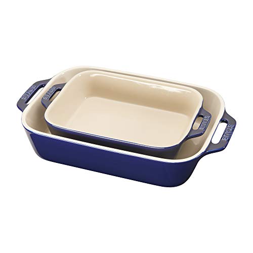 Staub Ceramic 2 - pc Rectangular Baking Dish Set (Dark Blue) - electronicsexpo.com - Baking Dishes