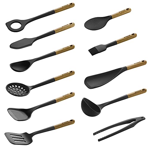 Staub Silicone with Wood Handle 11 - pc Cooking Utensil Set - electronicsexpo.com - Utensil Sets